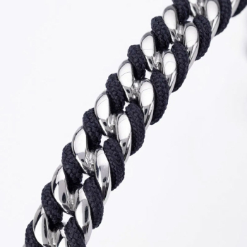 Pig& Hen, bangle, Navarch Curb 7mm, navy | silver, detail